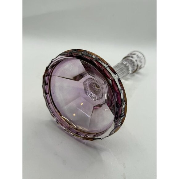 SC Line 24% Lead Crystal Amethyst & Clear Candlestick – Made in Italy – 8.5” - Picture 5 of 6